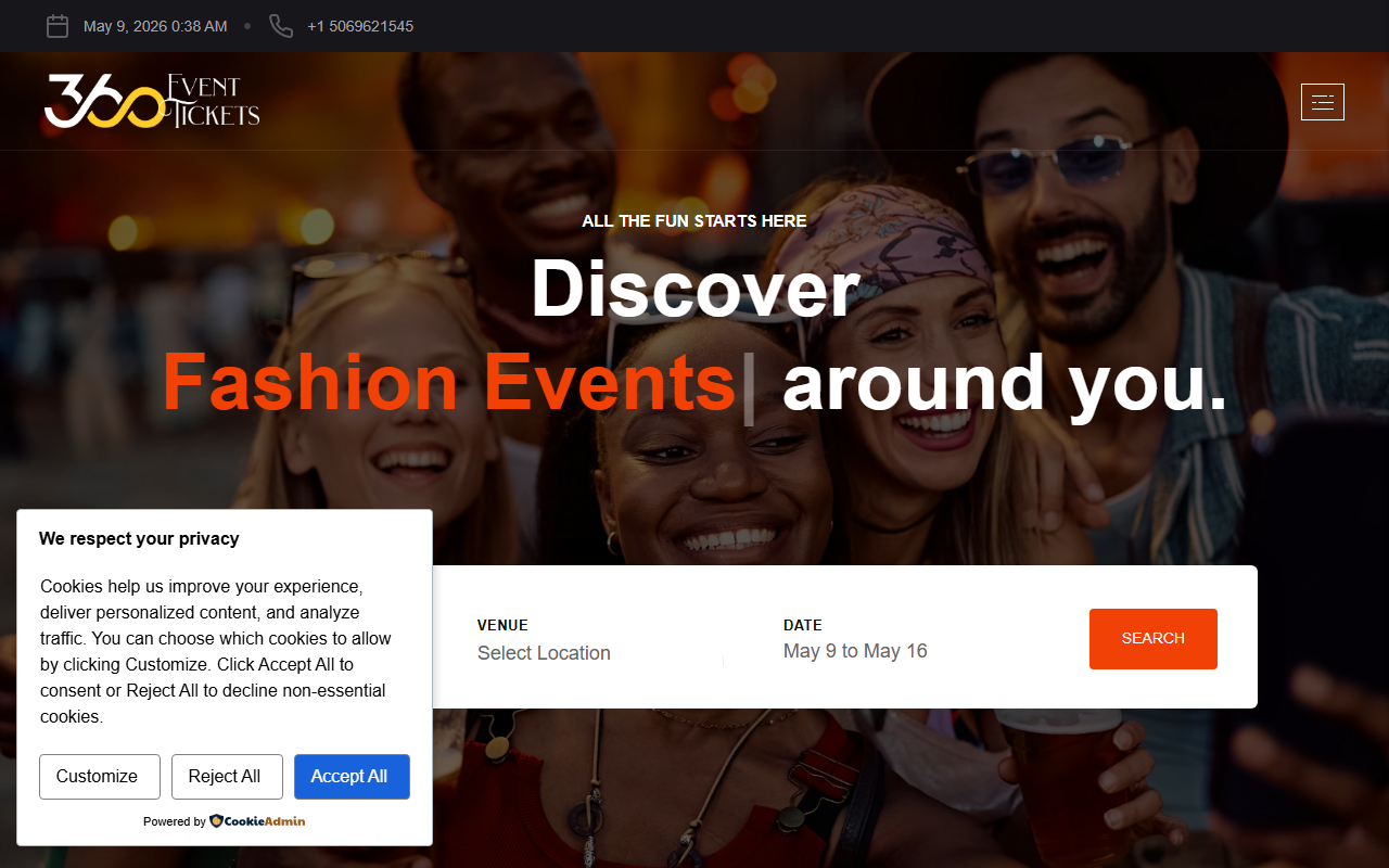 360eventtickets.com screenshot