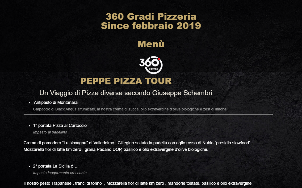 360gradipizzeria.com screenshot