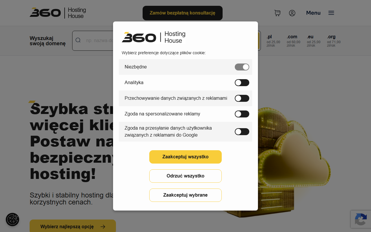 360hostinghouse.com screenshot