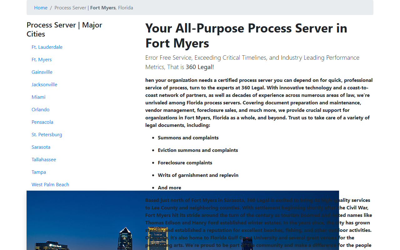 360legalftmyers.com screenshot