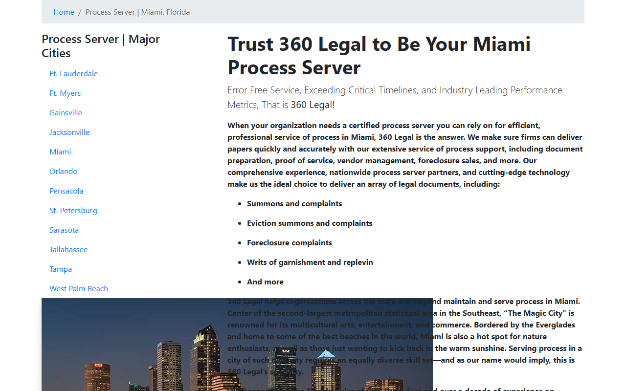 360legalmiami.com screenshot