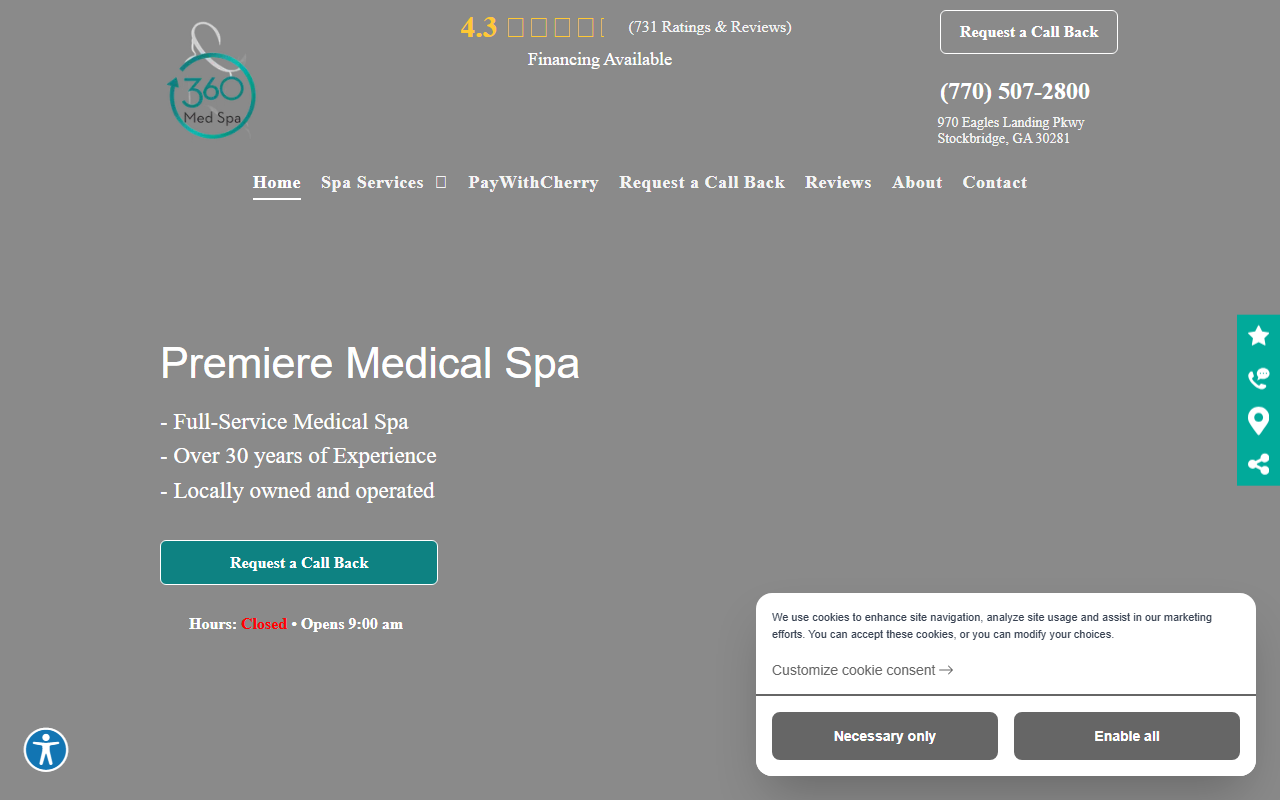 360medicalspa.com screenshot