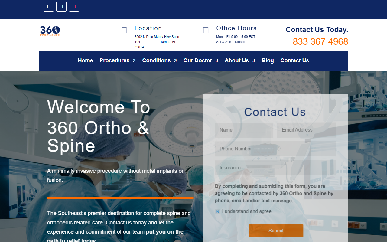 360orthoandspine.com screenshot