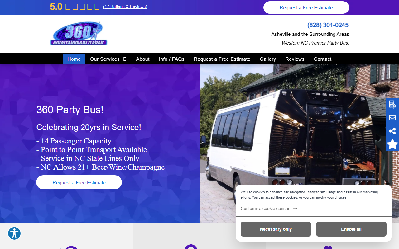 360partybus.com screenshot