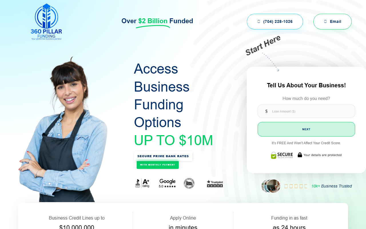 360pillarfunding.com screenshot