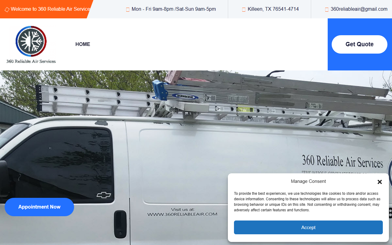 360reliableair.com screenshot