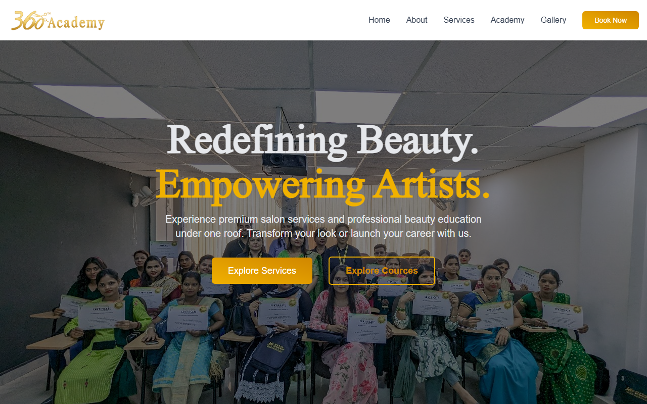 360salonacademy.com screenshot