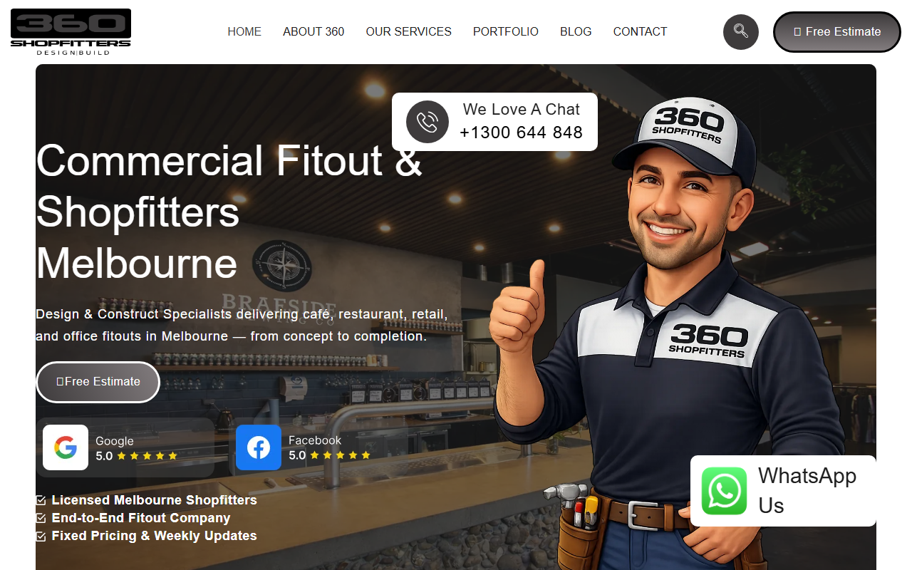 360shopfitters.com screenshot