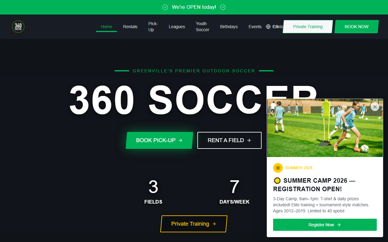 360soccergvl.com screenshot