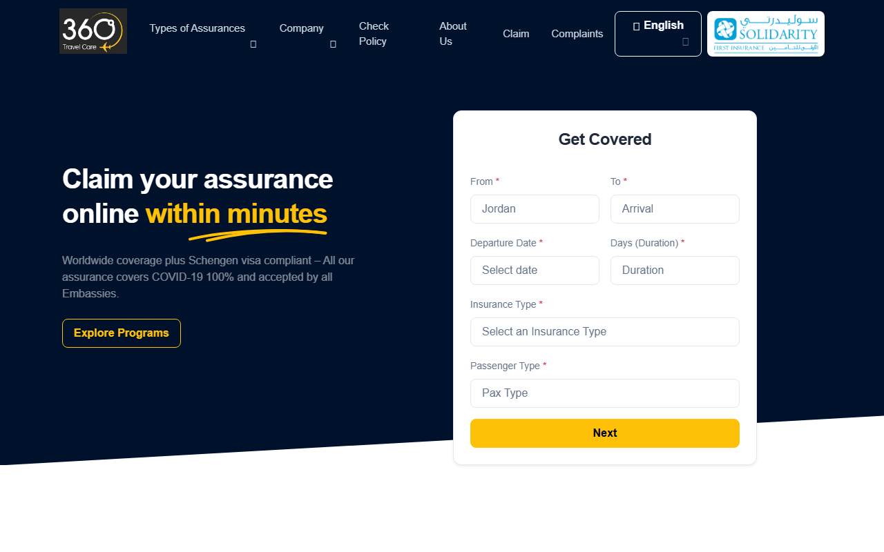 360travelcare.com screenshot