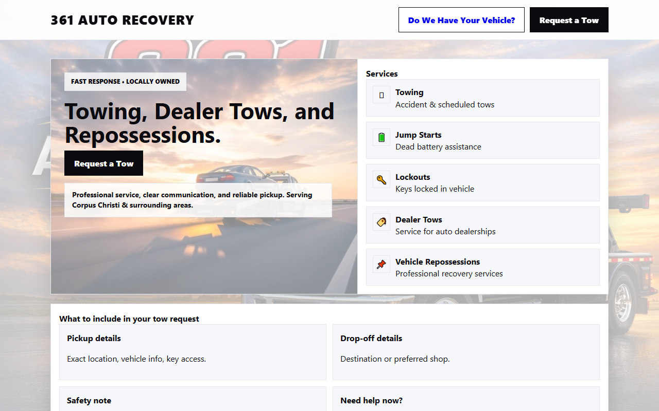 361autorecovery.com screenshot
