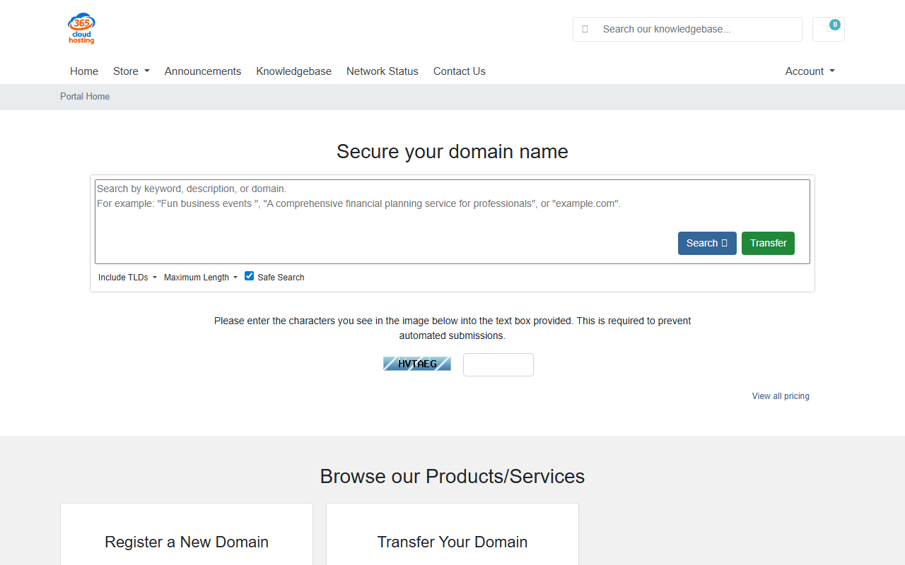 365cloudhosting.com screenshot