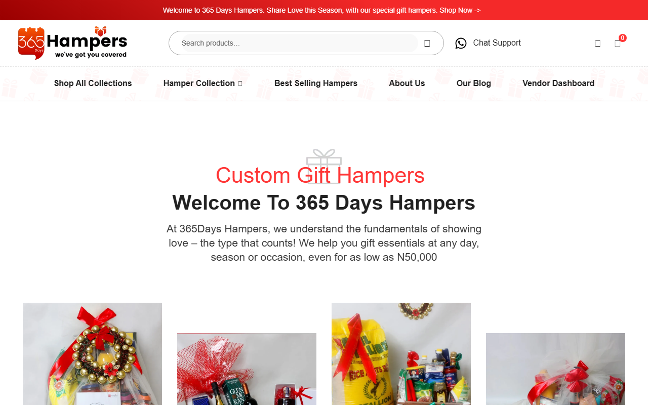 365dayshampers.com screenshot