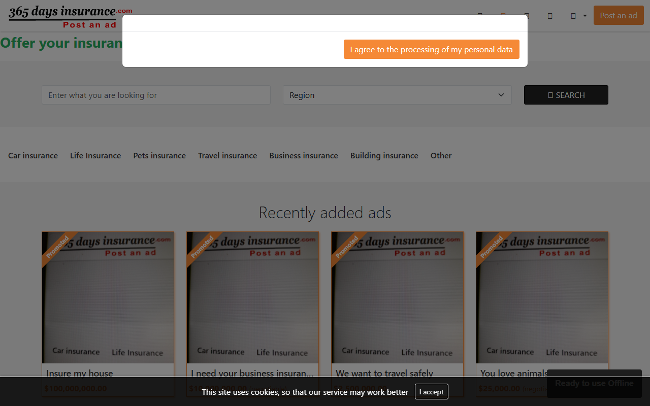 365daysinsurance.com screenshot