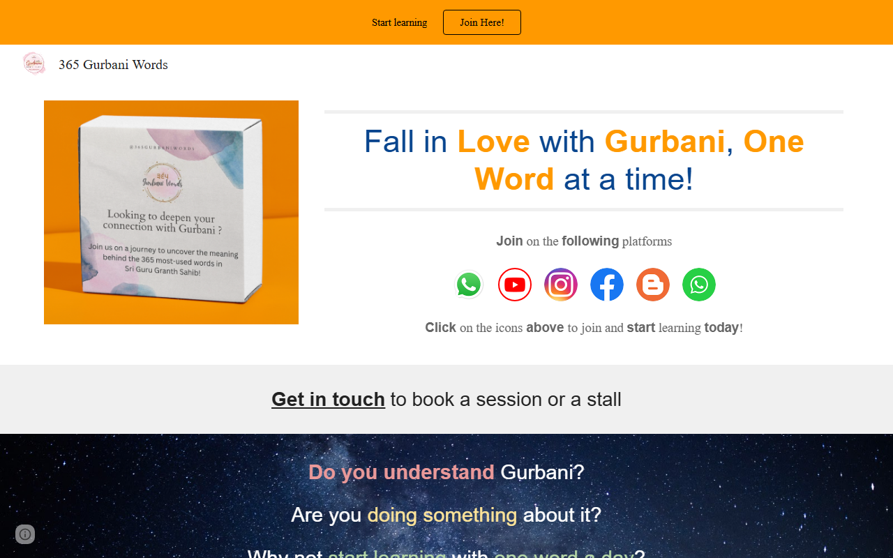 365gurbaniwords.com screenshot