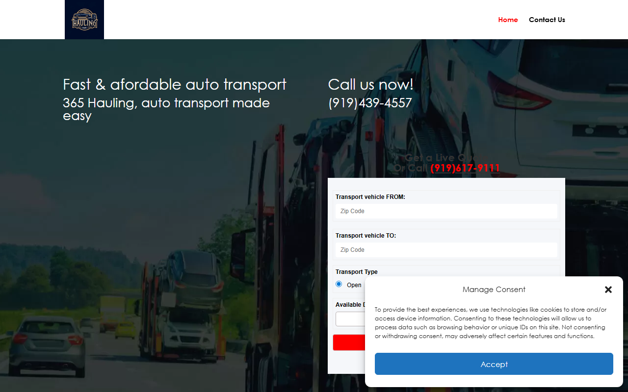 365hauling.com screenshot