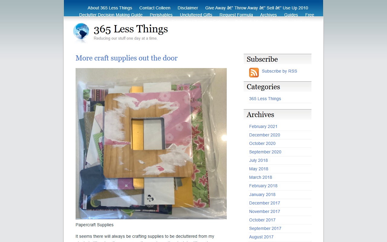 365lessthings.com screenshot