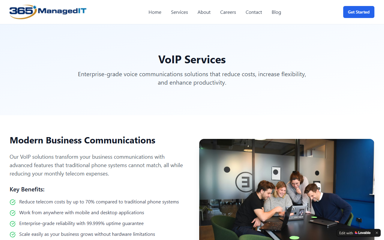 365managedvoip.com screenshot