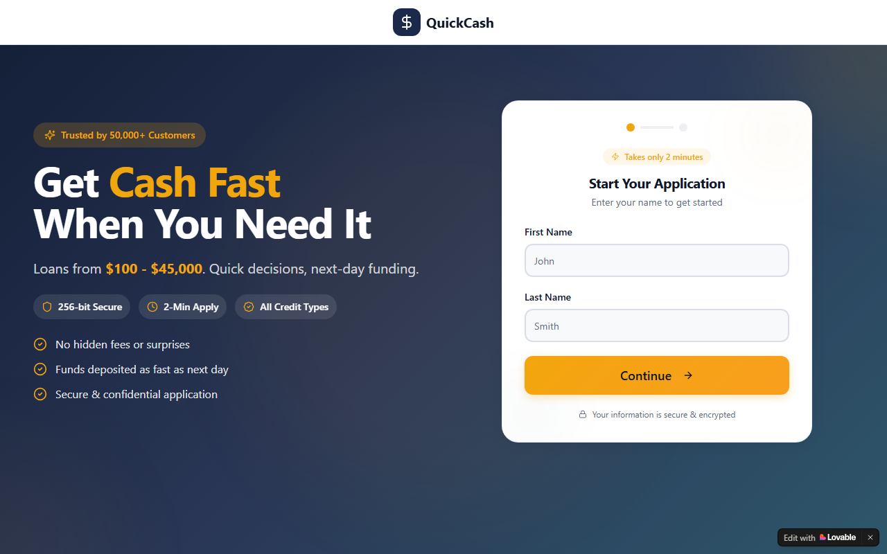 365quickcash.com screenshot