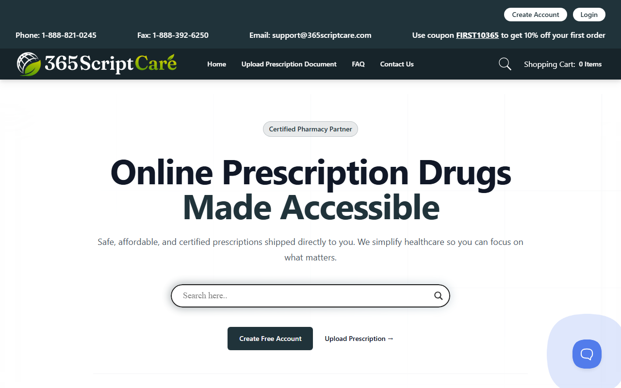 365scriptcare.com screenshot