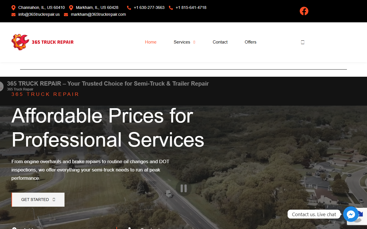 365truckrepair.com screenshot