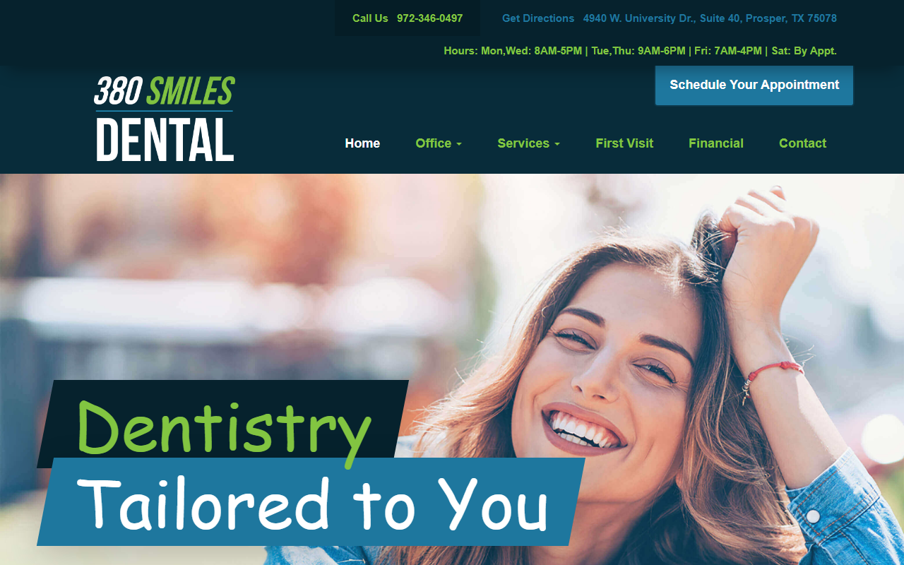 380smilesdental.com screenshot