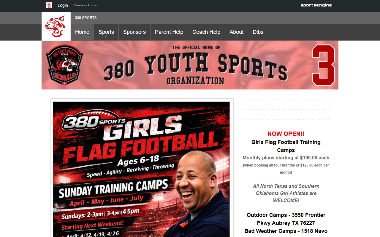 380youthsports.com screenshot