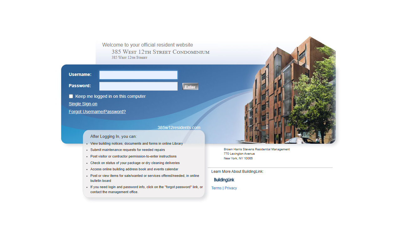 385w12residents.com screenshot