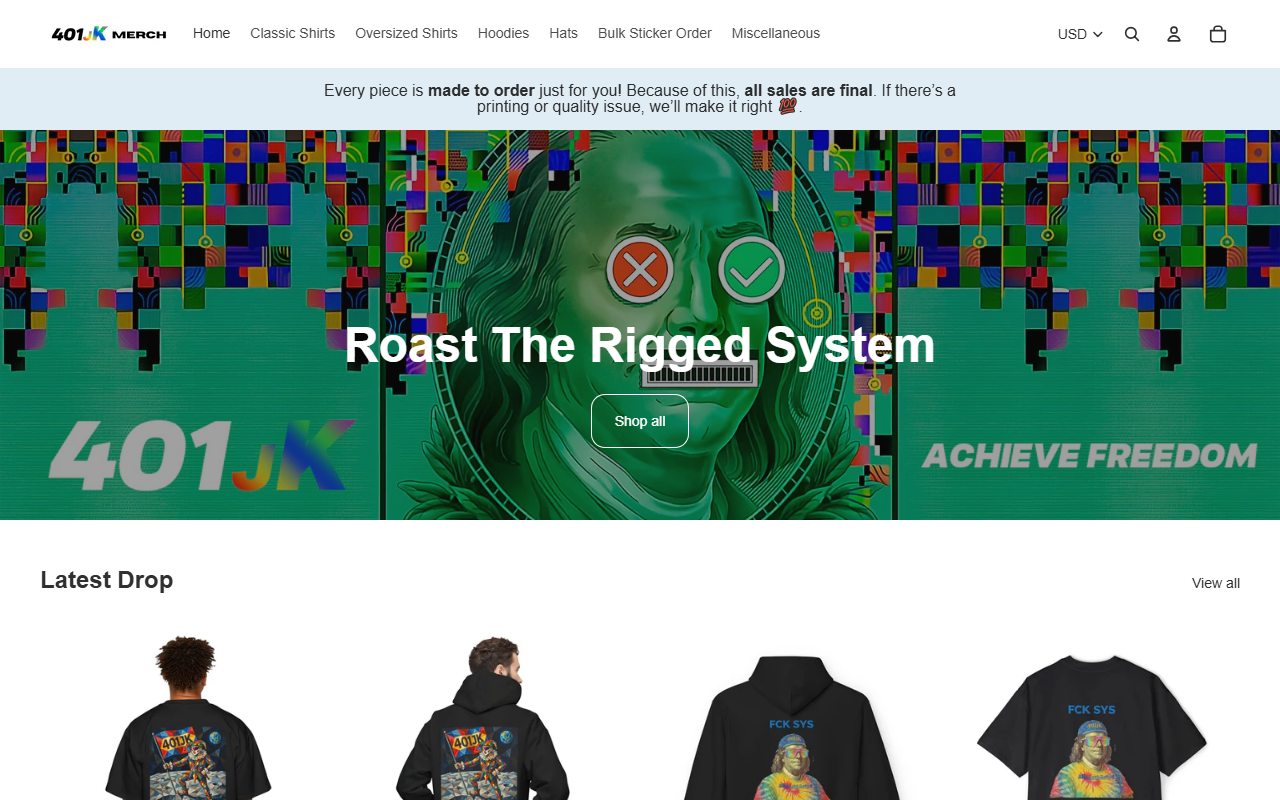 401jkmerch.com screenshot