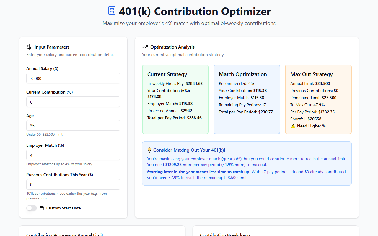 401kalculator.com screenshot
