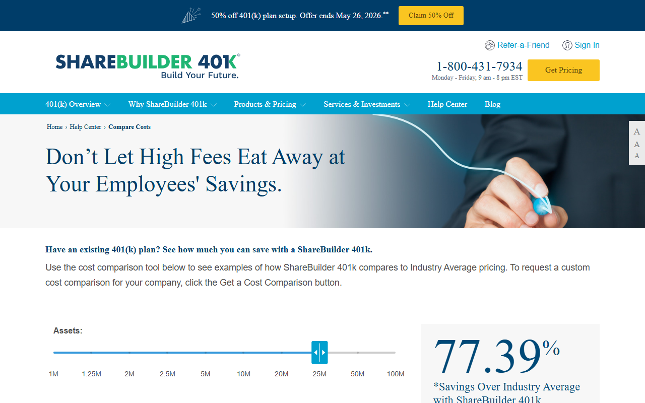 401kcomparison.com screenshot