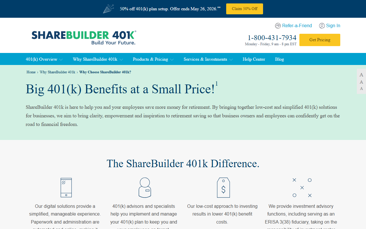 401kforsmallbiz.com screenshot