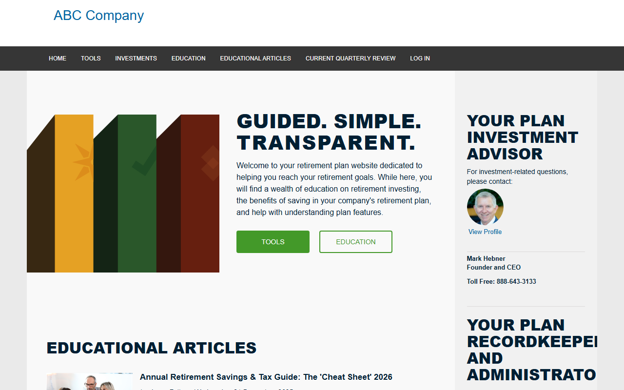401ksamplesite.com screenshot