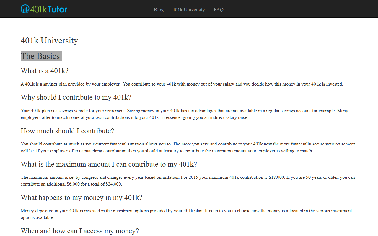 401kuniversity.com screenshot