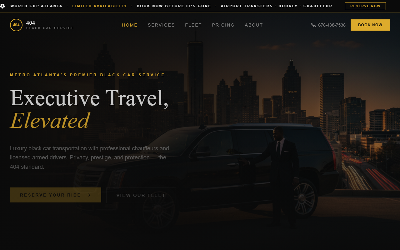 404blackcar.com screenshot