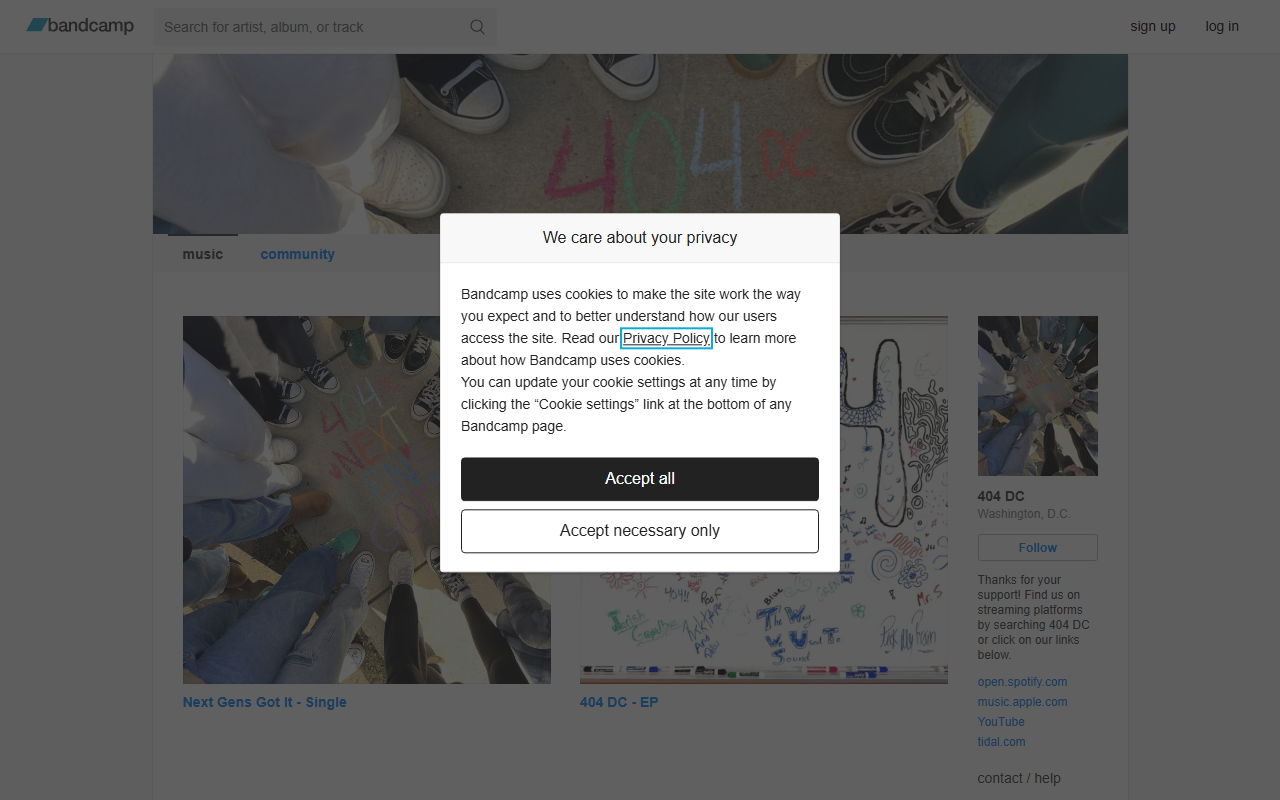 404dcmusic.com screenshot