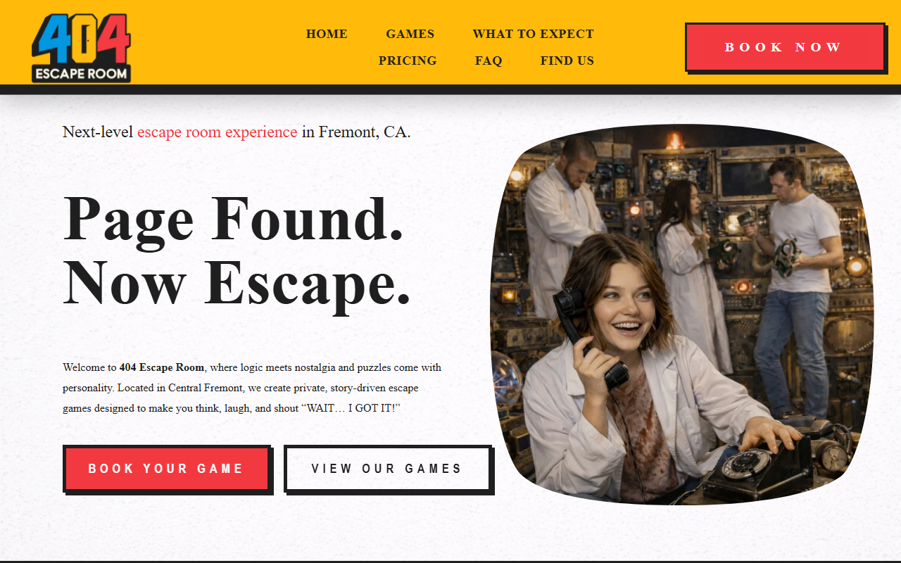 404escaperoom.com screenshot