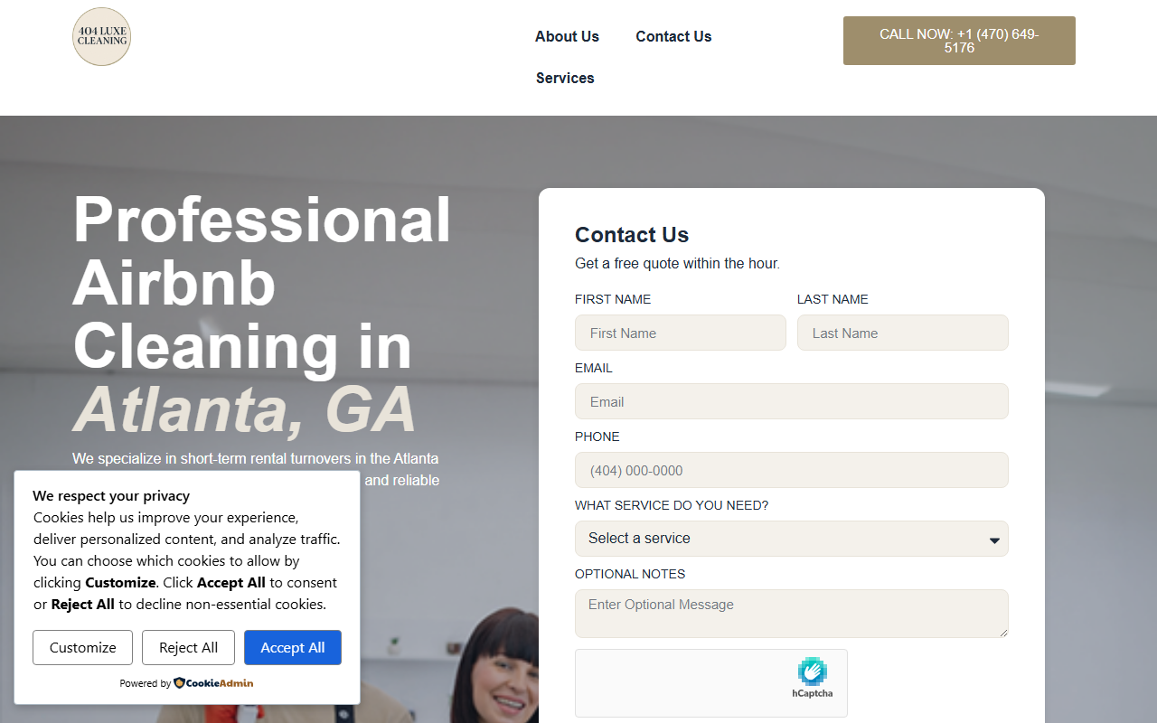 404luxecleaning.com screenshot