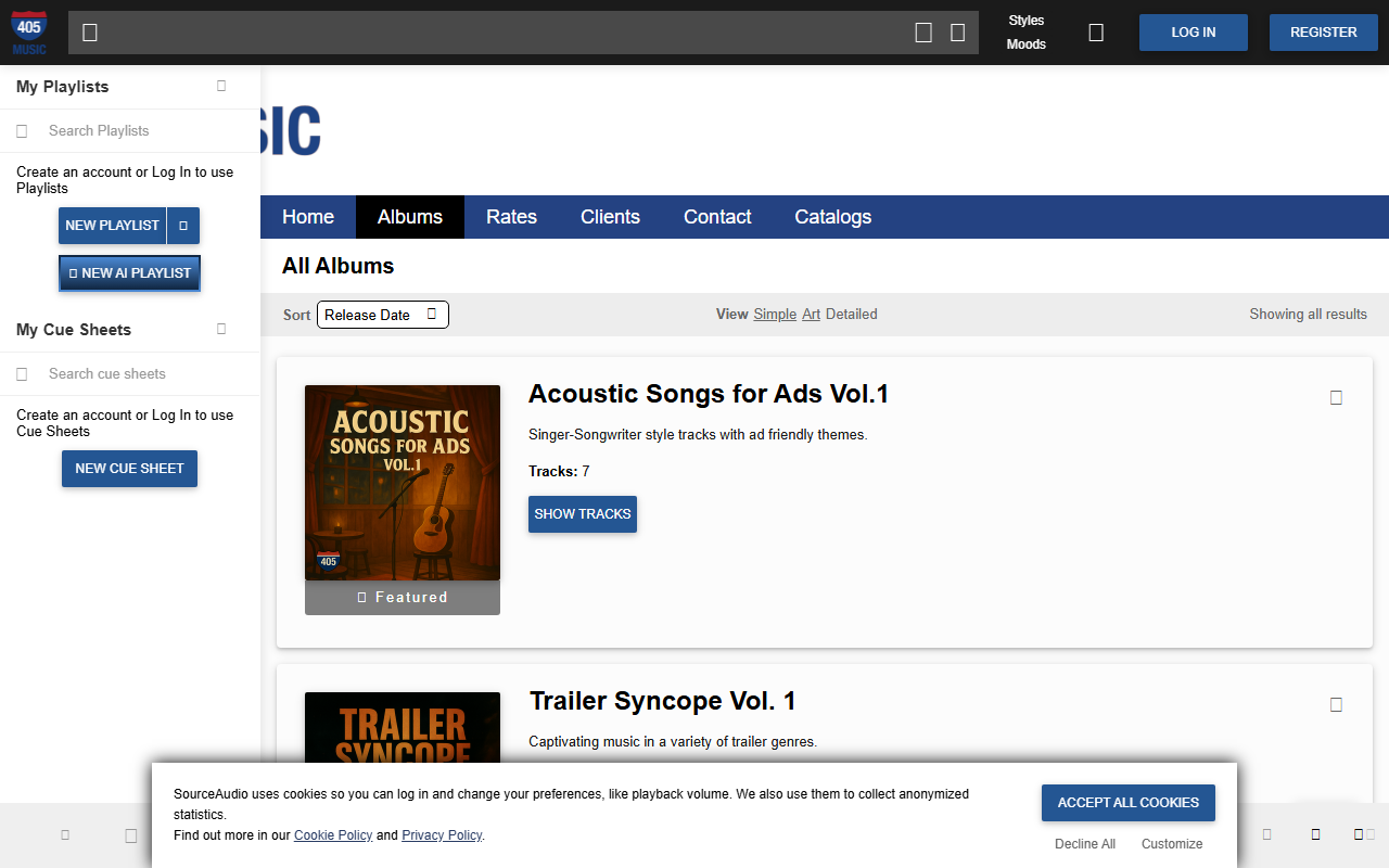 405musiclibrary.com screenshot