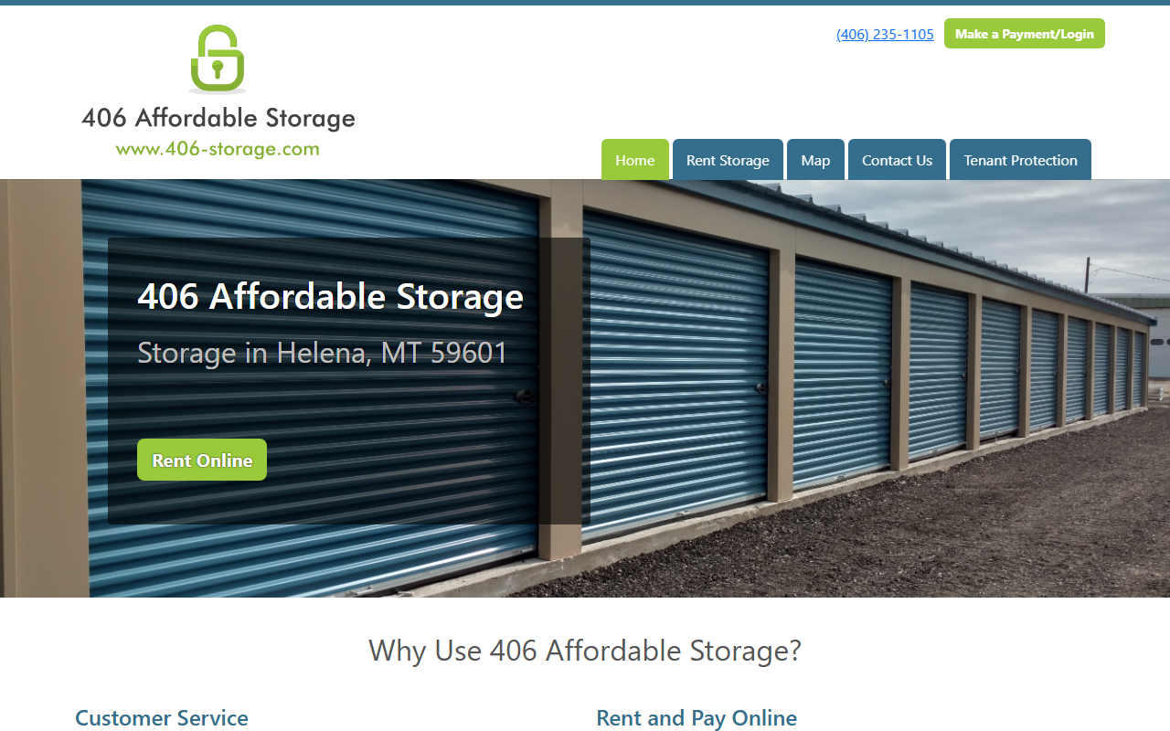 406-storage.com screenshot