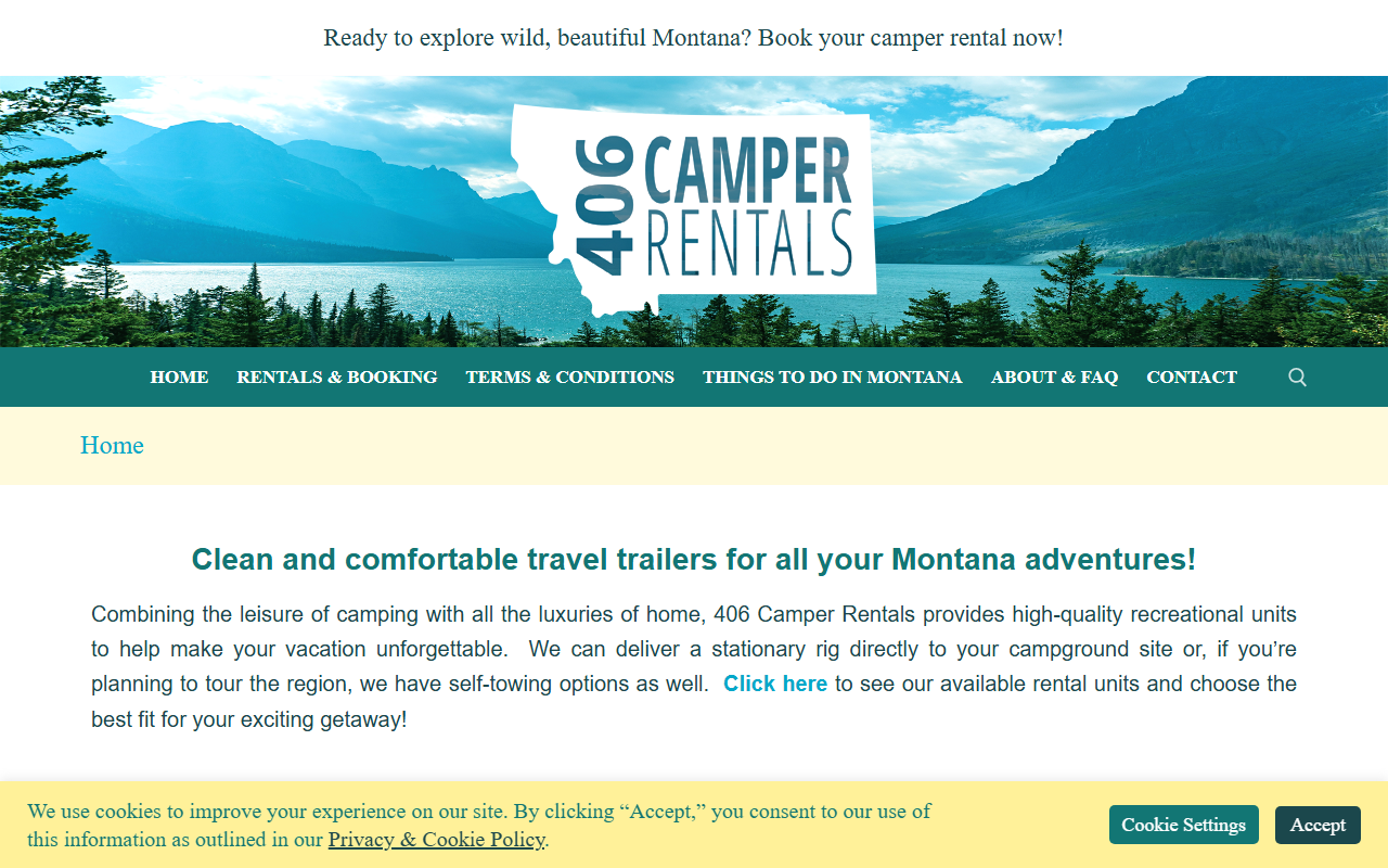 406camperrentals.com screenshot