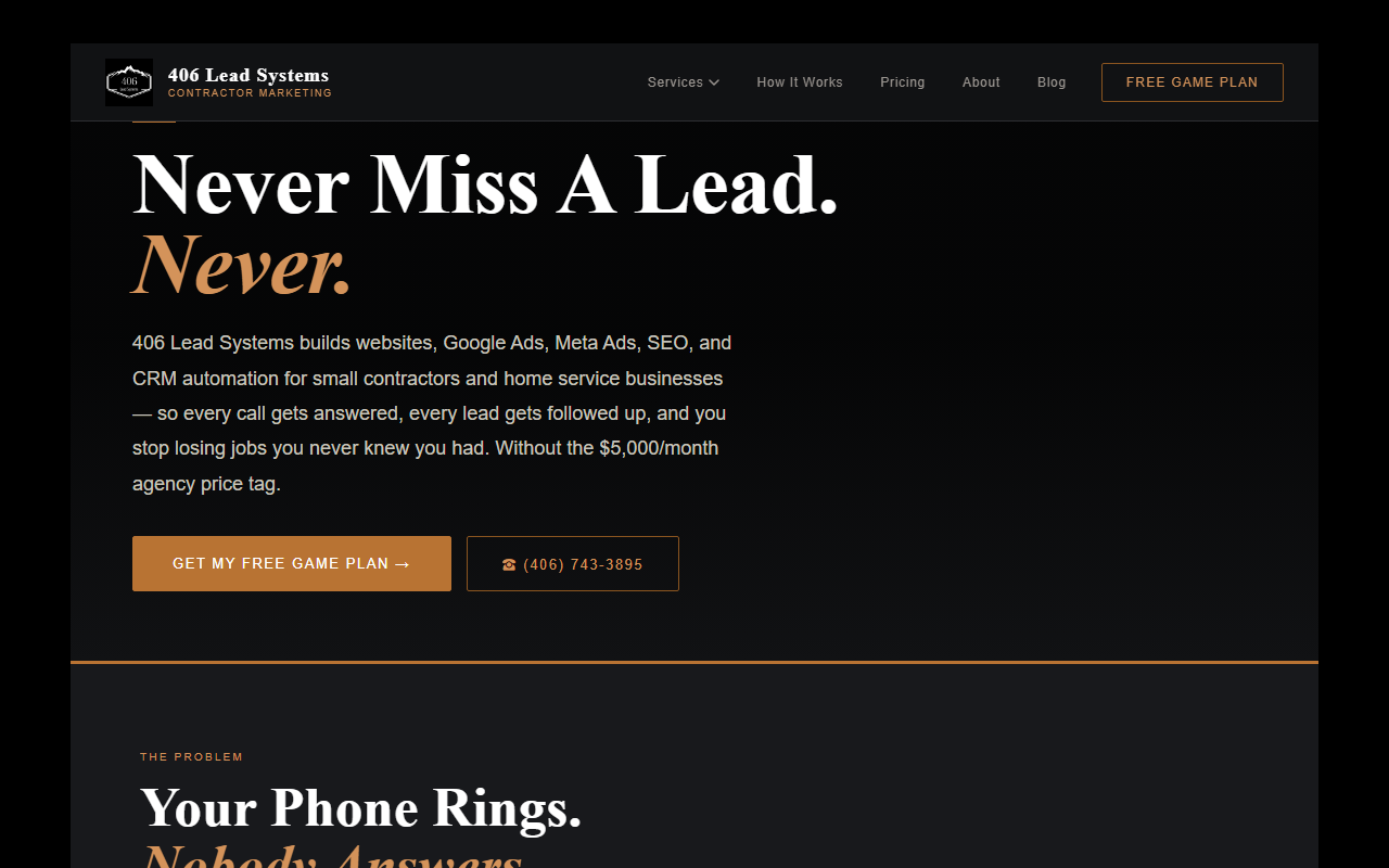 406leadsystemsmt.com screenshot