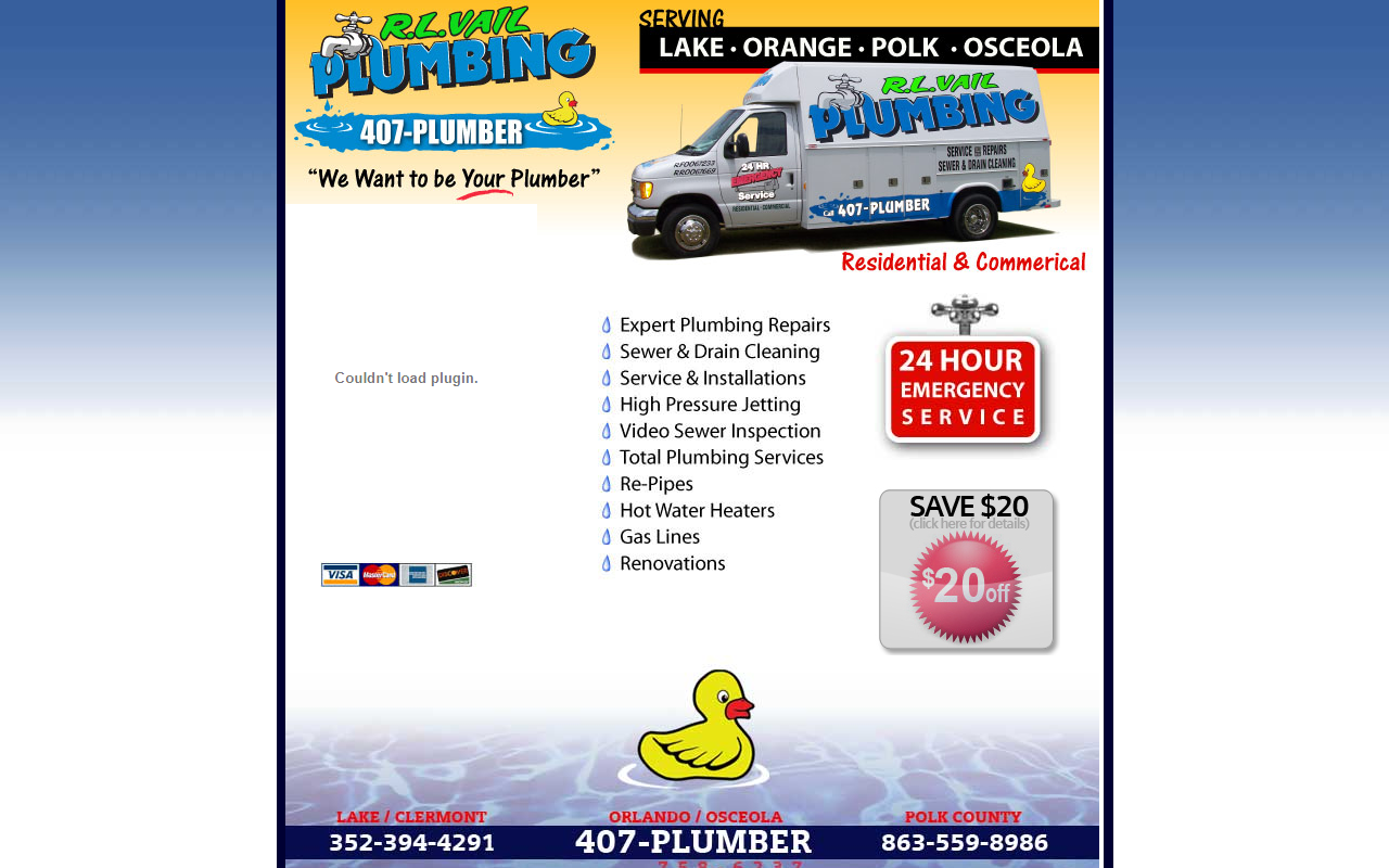407plumber.com screenshot