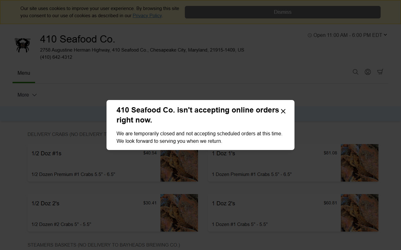 410seafood.com screenshot