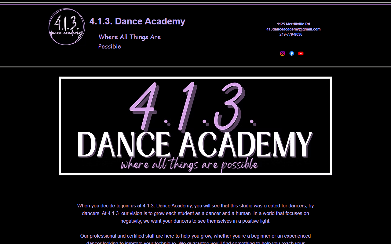 413danceacademy.com screenshot