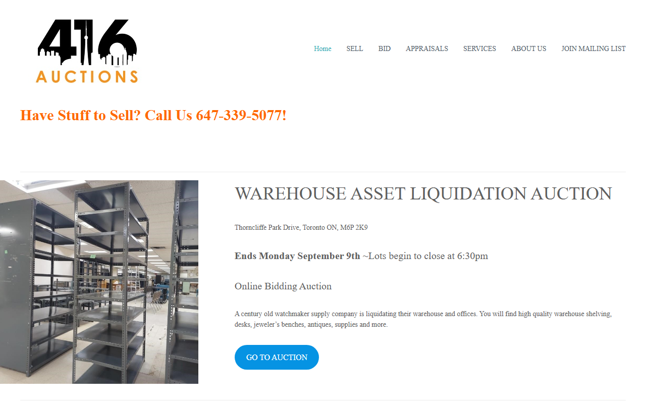 416auctions.com screenshot
