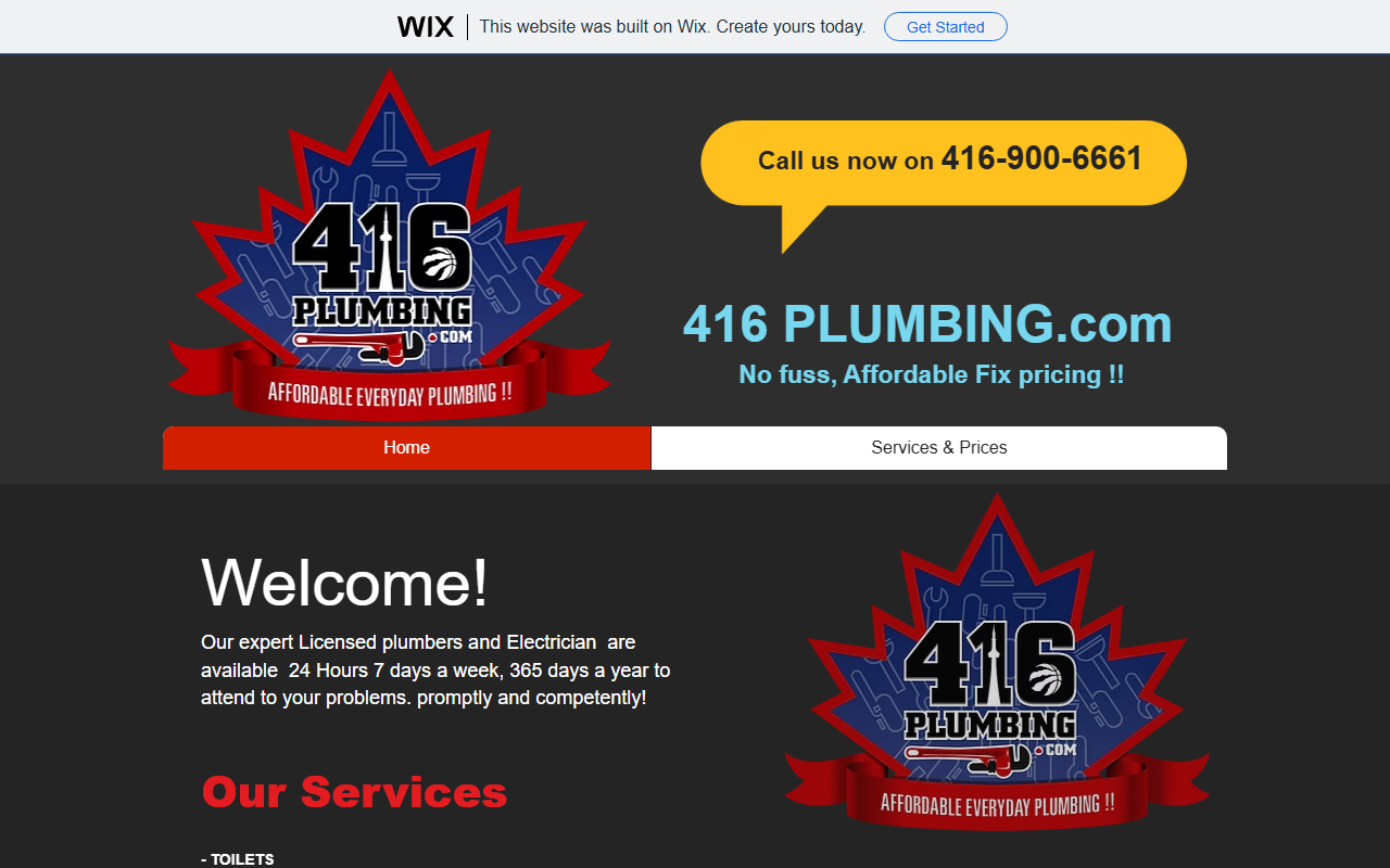 416plumbing.com screenshot