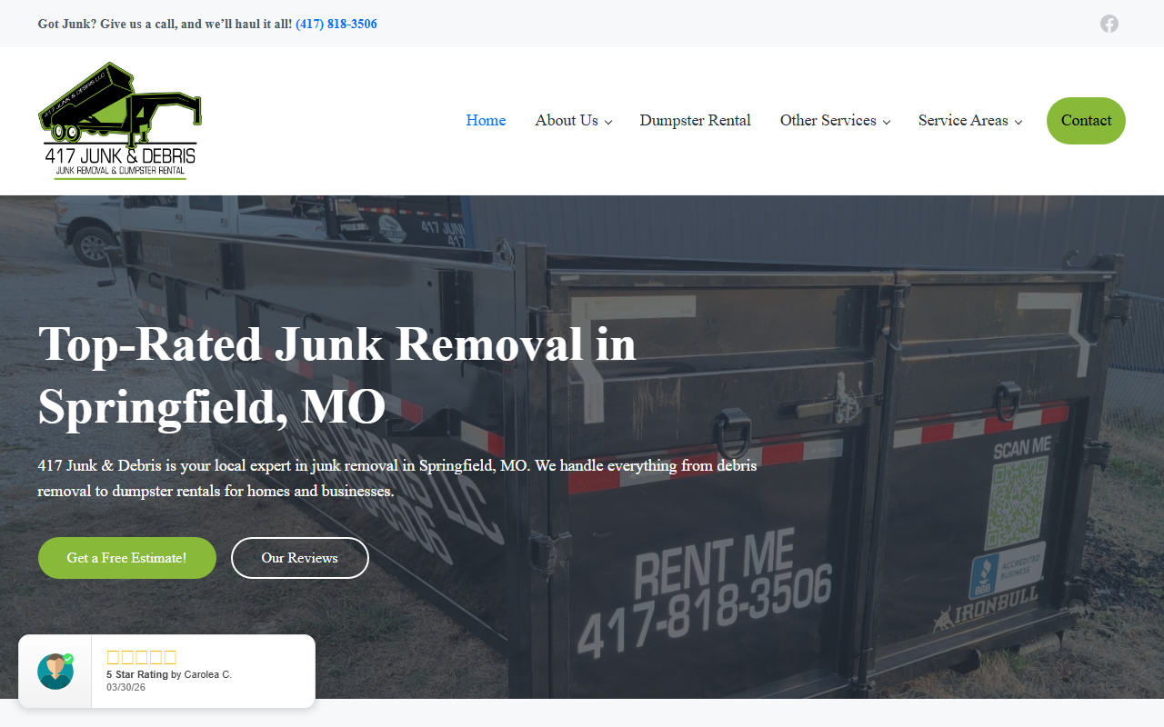 417junkremoval.com screenshot