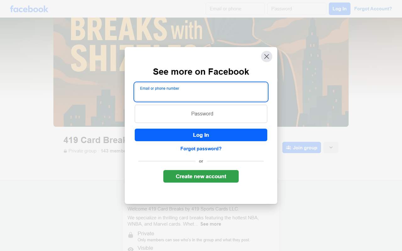 419cardbreaks.com screenshot