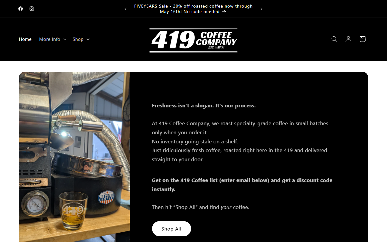 419coffeecompany.com screenshot